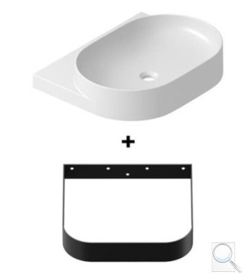 Umyvadlo Ravak Yard 60,5x12,5x50 cm s černou konzolí X000001533. obr. 1