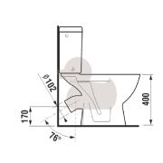 WC kombi komplet stojící Jika Lyra Plus šikmý odpad H8263840002423. technický nákres 2 
