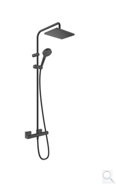 Sprchový systém Hansgrohe Vernis Shape na stěnu s termostatickou baterií černý mat 26286670. obr. 1