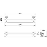 Držák ručníků WF Provence chrom SIKODWFL29. Technický nákres&nbsp;