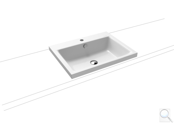 Umyvadlo na desku Kaldewei Puro 3154 60x46 cm alpská bílá otvor pro baterii uprostřed 900406013001. obr. 1