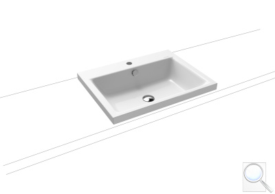 Umyvadlo na desku Kaldewei Puro 3154 60x46 cm alpská bílá otvor pro baterii uprostřed 900406013001. obr. 1