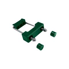Příchytka k uchycení panelů k obdélníkovým sloupkům 60 × 40 mm - zelená, PVC + nerez ocel