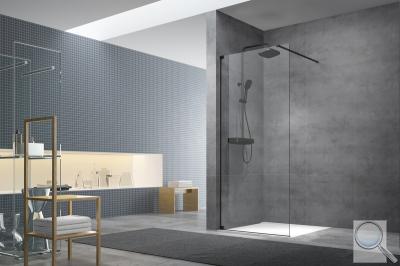 Sprchová zástěna Walk-In s profilem a zavětrováním SAT Walk-in sestava v kombinaci s černou