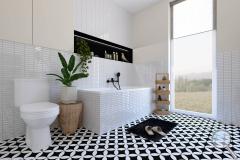 Koupelna Vilar Albaro Precorte - SIKO-koupelna-v-minimalistickem-stylu-v-bilem-a-cernem-provedeni-patchwork-serie-Precorte-005