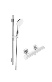 Sprchová baterie SAT Dark se sprchovým setem 150 mm chrom lesk SATBSDA268CRSET