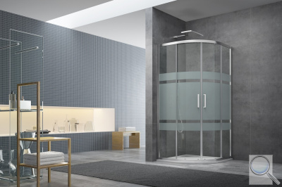 Sprchový kout čtvrtkruh 80x80x190, 90x90x190, 100x100x190 cm SAT TEX chrom lesklý. sklo s proužky - dekor Stripe