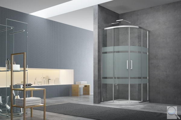 Sprchový kout čtvrtkruh 80x80x190, 90x90x190, 100x100x190 cm SAT TEX chrom lesklý. sklo s proužky - dekor Stripe