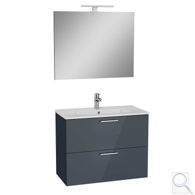 Koupelnová sestava s umyvadlem zrcadlem a osvětlením Vitra Mia 79x61x39,5 cm antracit lesk MIASET80A. obr. 1