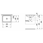 Zápustné umyvadlo Laufen Pro 49x36 cm bez otvoru pro baterii 1196.1.400.109.1. Technický nákres&nbsp;