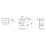 Umyvadlo Laufen Pro 55x38 cm bez otvoru pro baterii H8189580001091. Technický nákres&nbsp;