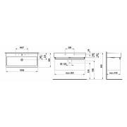 Nábytkové umyvadlo Laufen Living City 100x46 cm otvor pro baterii uprostřed H8184380001041. Technický nákres 