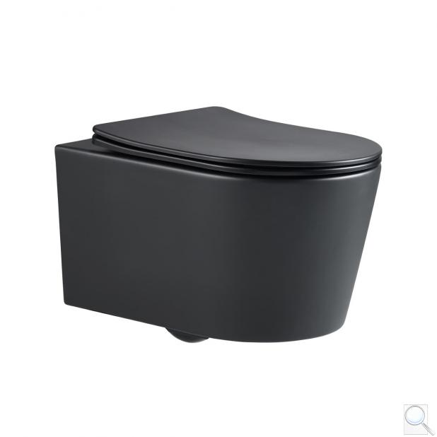 WC závěsné SAT Brevis včetně prkénka softclose, 53 cm, černé SATBRE011RREXPBKM obr. 1