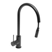 Dřezová baterie SAT Aurum s vytahovací sprškou, 2 proudy černá matná SATBAUR286C. &nbsp;(6)