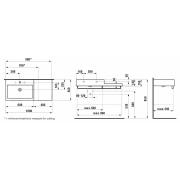 Nábytkové umyvadlo Laufen Living City 100x46 cm otvor pro baterii uprostřed H8184320001041. Technický nákres 