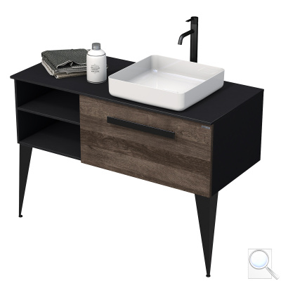 Koupelnová skříňka pod umyvadlo Naturel Luxe 110x36x50 cm černá břidlice/dřevo lesk LUXE110PCDLBU32. obr. 1