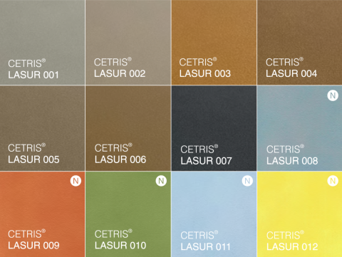 CETRIS LAZUR - tabulky odstínů