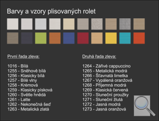 Barvy plisovaných rolet VELUX Barvy plisovaných rolet VELUX